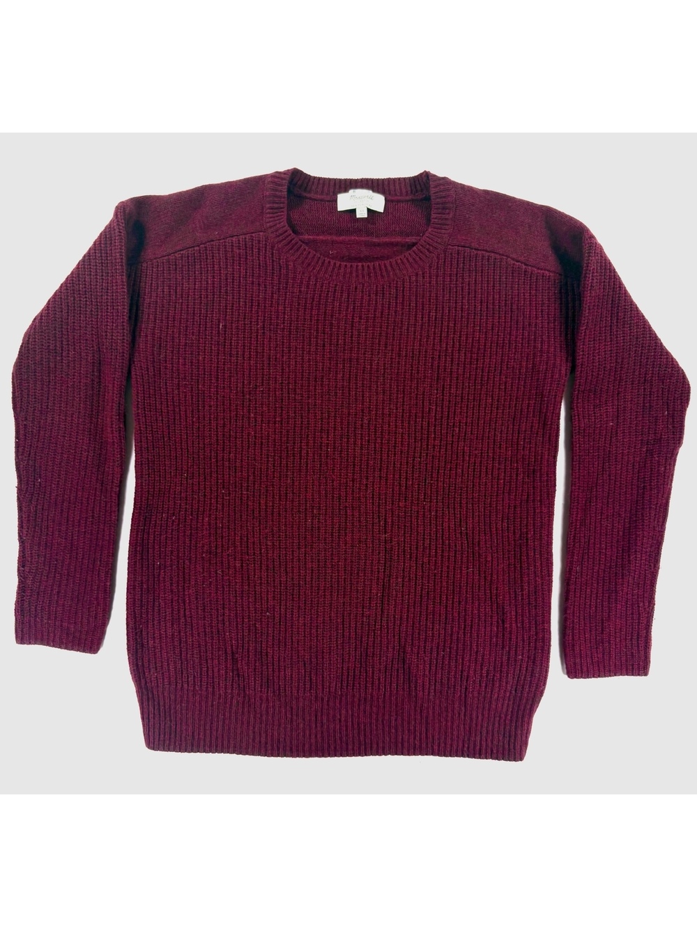 Madewell 1937 Burgundy 100% Cashmere Ribbed Crewneck Sweater